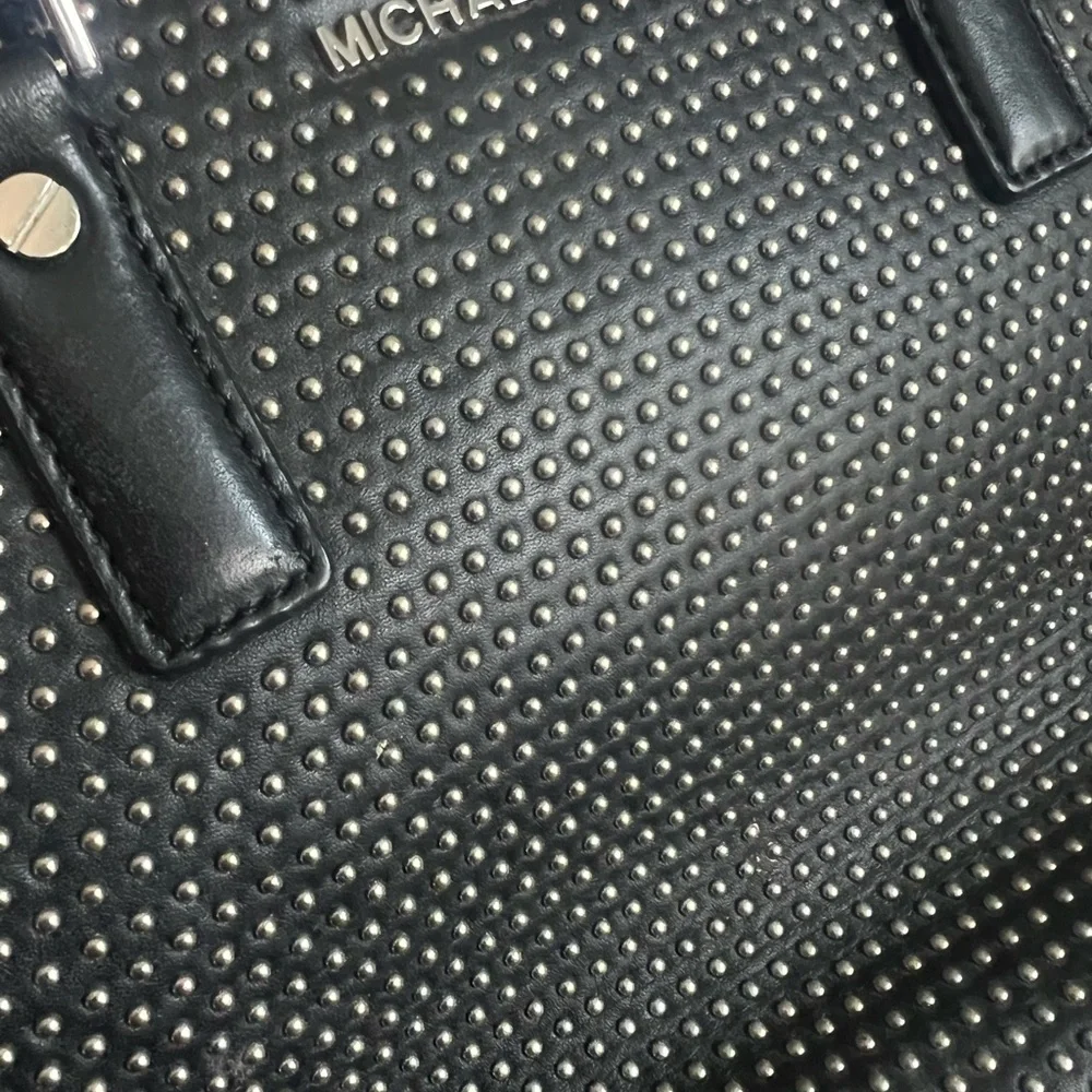 Michael Kors Black Studded Leather Bag with Silver Hardware - Picture 14 of 16